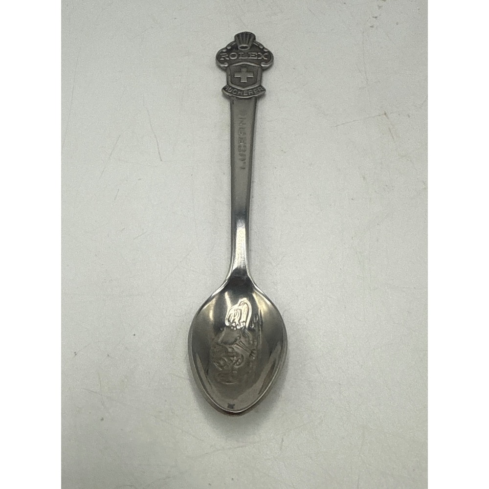 Rolex Bucherer Switzerland Souvenir Spoon Lucerne Lion Silver Tone 4.25"